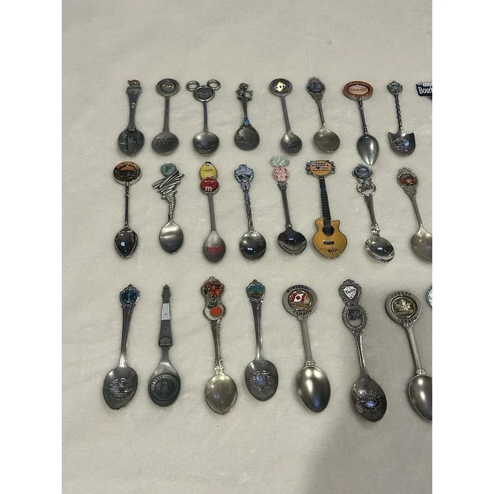 Lot of 45 Collectors Spoons. All Different‎ No Duplicates. Some Vintage